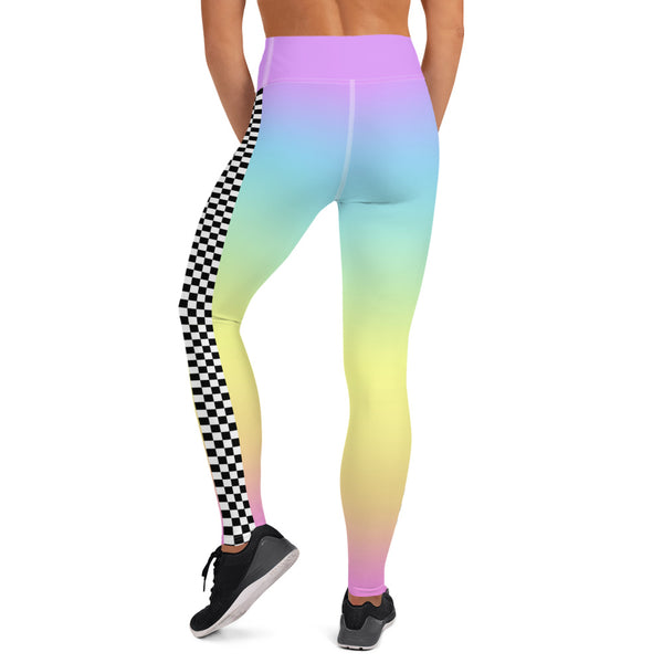 Rainbow Racer Checkered Sublimation Yoga Leggings