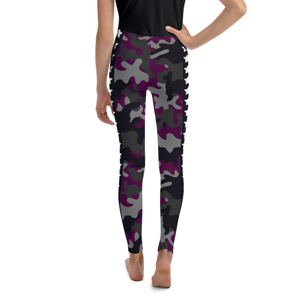 Purple Camo and Stars Youth Sublimation Leggings