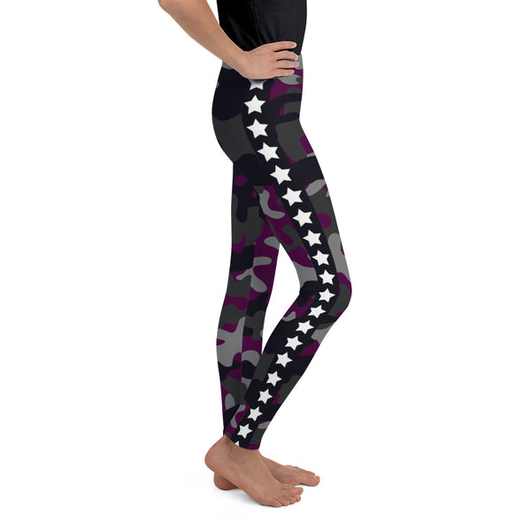Purple Camo and Stars Youth Sublimation Leggings