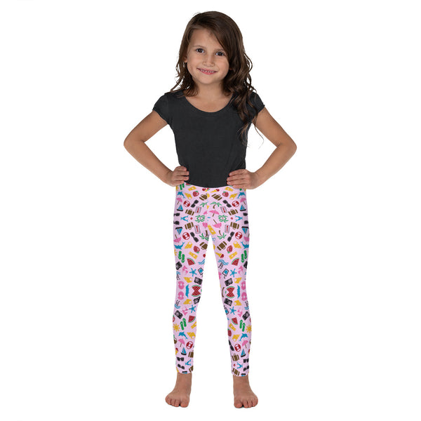 Girls Pink Beach Print Leggings, Sizes 2T-7