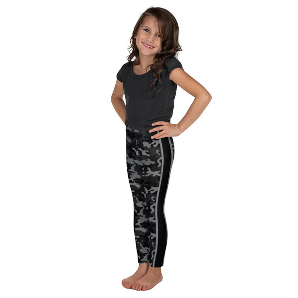 Black Camo and Stripe Kid's Leggings