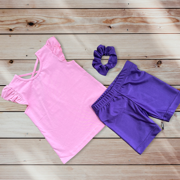 Girls Purple Biker Shorts, Size 12m-10yrs.