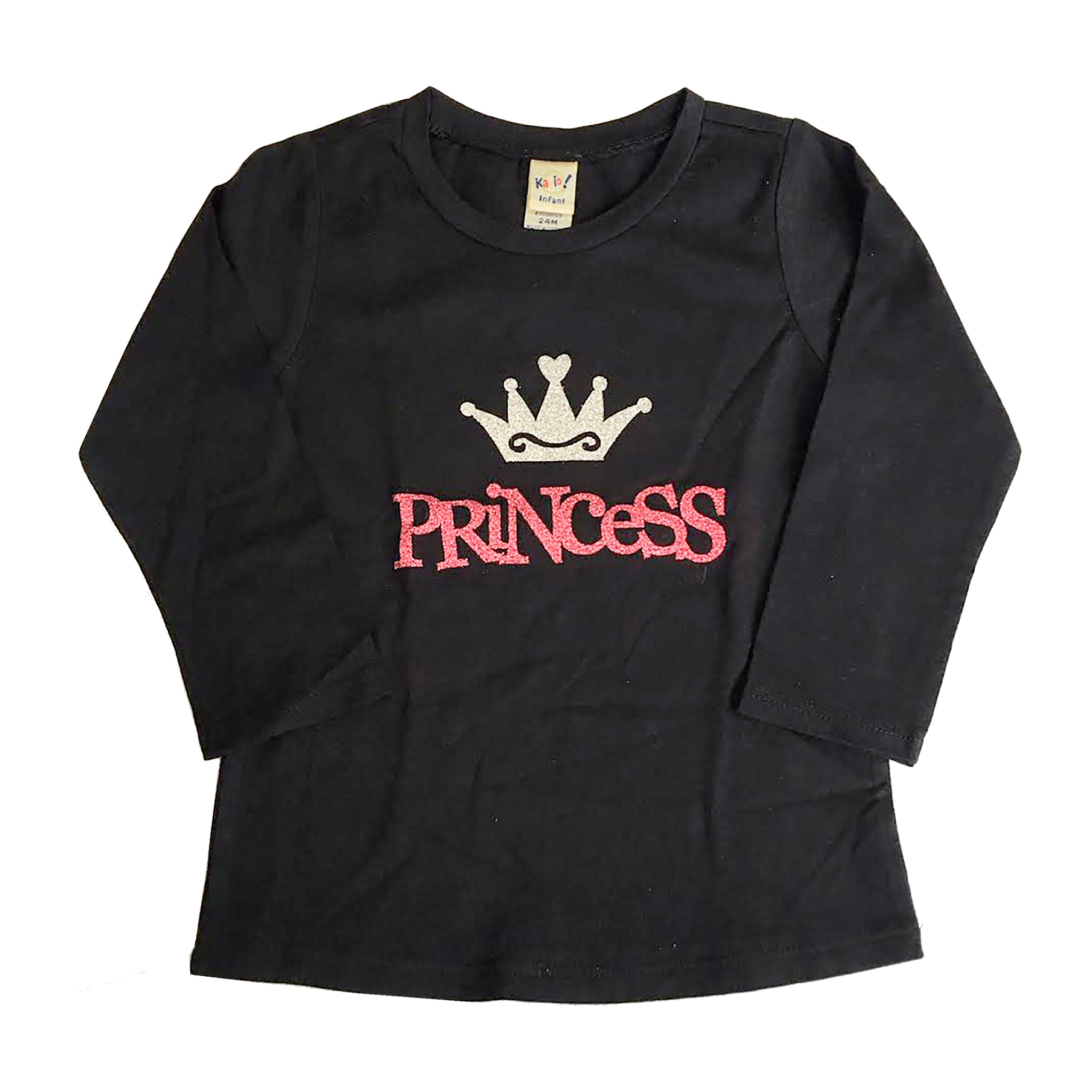 Princess, Put your Crown On! T-shirt black long sleeve