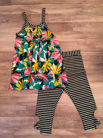 Girls Jungle Print Tunic, Striped Capri  Size 4