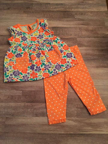 Baby Summer Bright Floral Tunic, Polka Dot Capri Set, Size 12 m