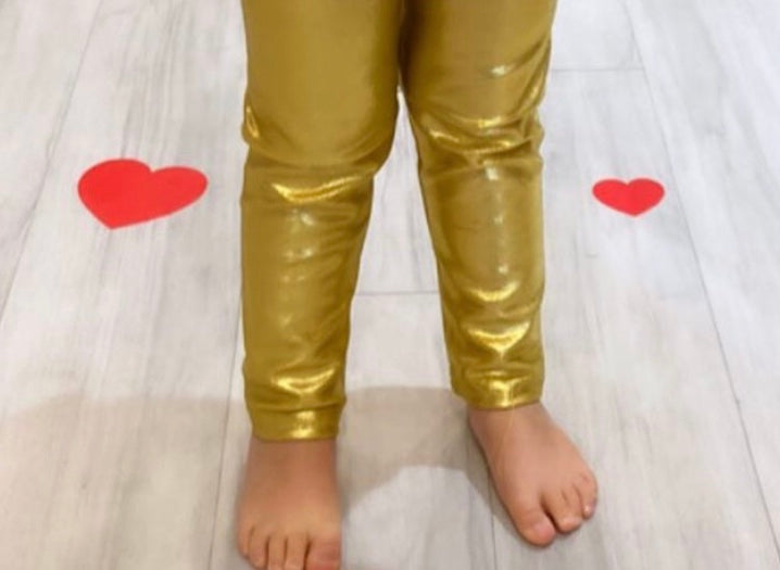 PurpleFish Girls Gold Rush Metallic Kids Leggings