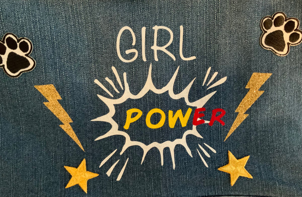 Girls Custom Girl Power Dog-Lover Jean Jacket, Personalized with Name,  Size 7/8