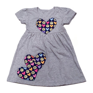 All dressed up! Baby Dresses gray dress with emoji hearts