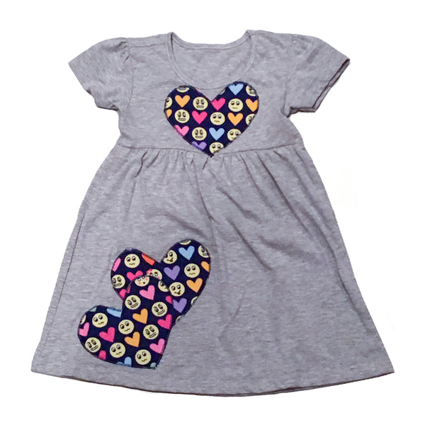 All dressed up! Baby Dresses gray dress with emoji hearts