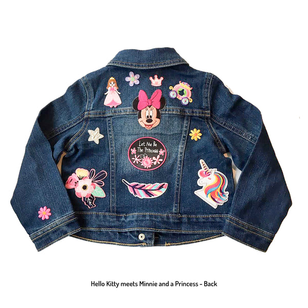 Girls Personalized and Princess and Minnie Mouse Patched Dark Jean Jacket,  Size 3T