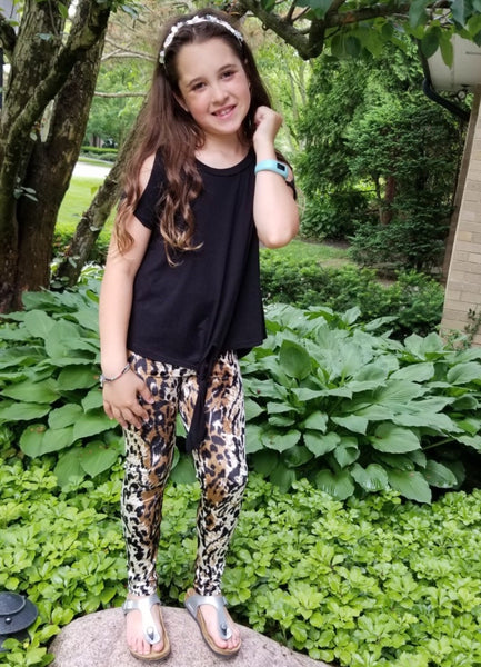 Girls Velvet Leopard Leggings,  Size 18m-8Y