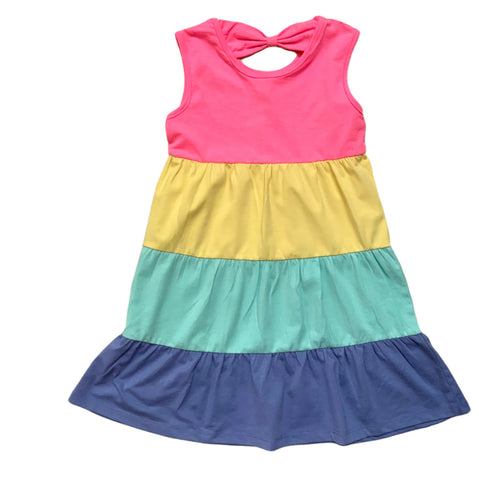 Girls Multi Tier Rainbow Twirl Dress  4-6X