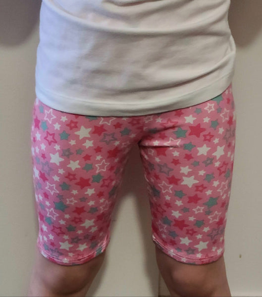 Girls Pink Stars Bike Shorts, Sizes 12m-10y