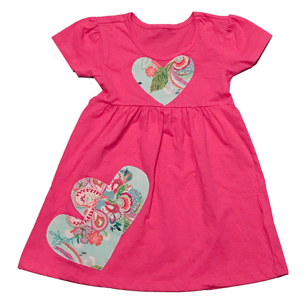 All dressed up! Baby Dresses floral applique hearts on pink