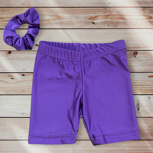 Girls Purple Biker Shorts, Size 12m-10yrs.