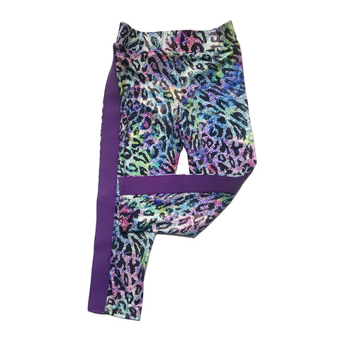 Girls Rainbow Cheetah Legging, Purple Stripe, Size 4T, 8y, 14y