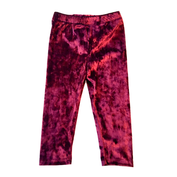 Crushed Velour Leggings for Girls in Purple, Burgundy, Blush and Silver Sizes 9m-8y