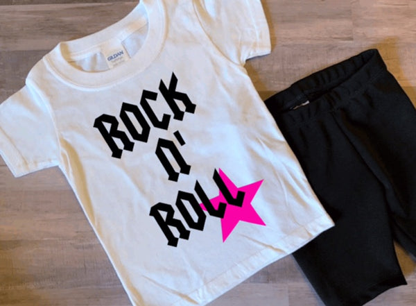 Girls Pink, Turquoise, Black Bike Shorts and a Matching T-Shirt, Shorts Set