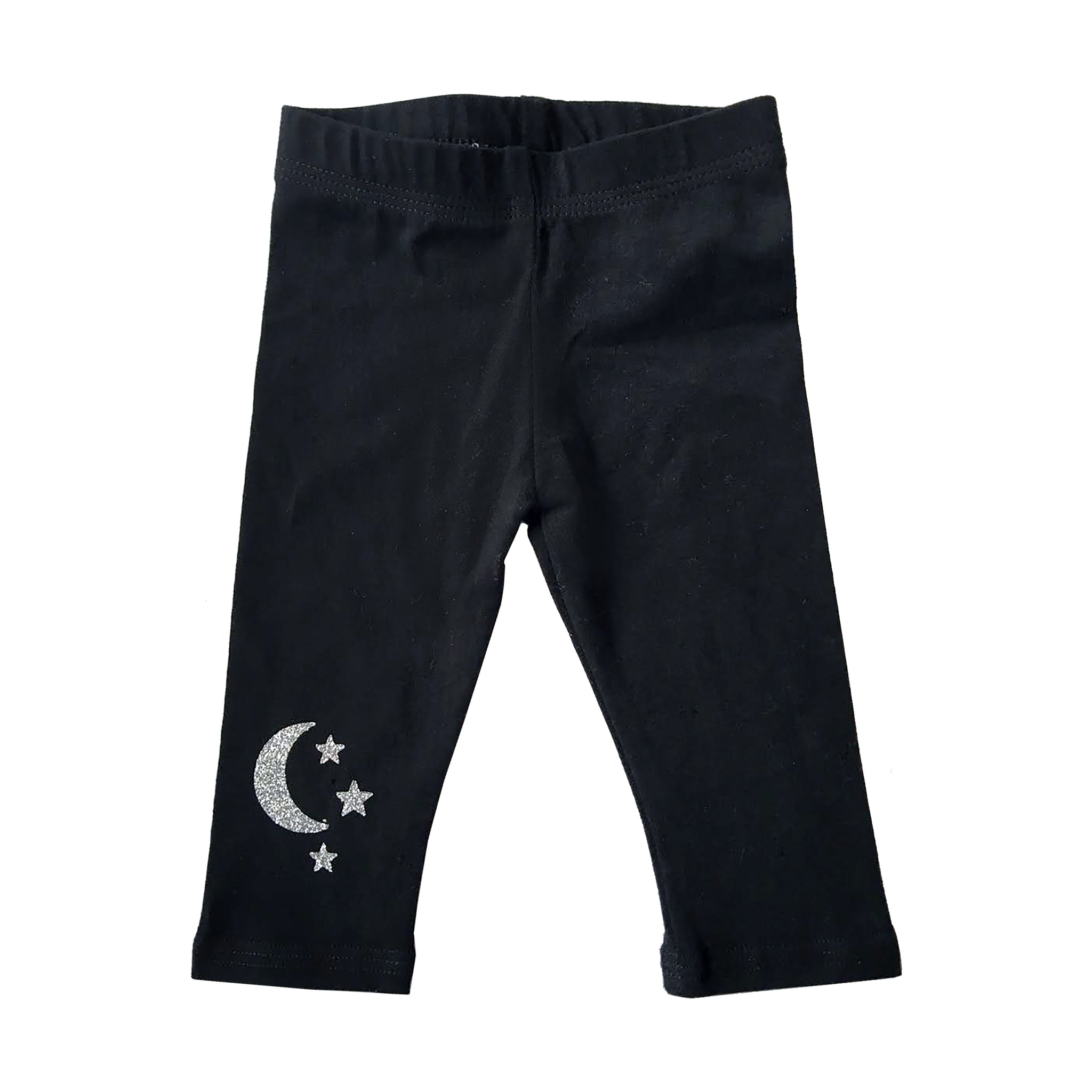 Crescent Moon and Stars in the Sky Black Kids Legging