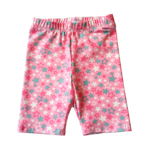 Multi-colored Stars on Pink  Bike Shorts