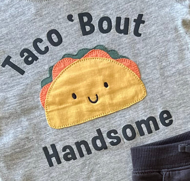 Baby Taco Applique T shirt and Short Sets  Sizes 12m-24m