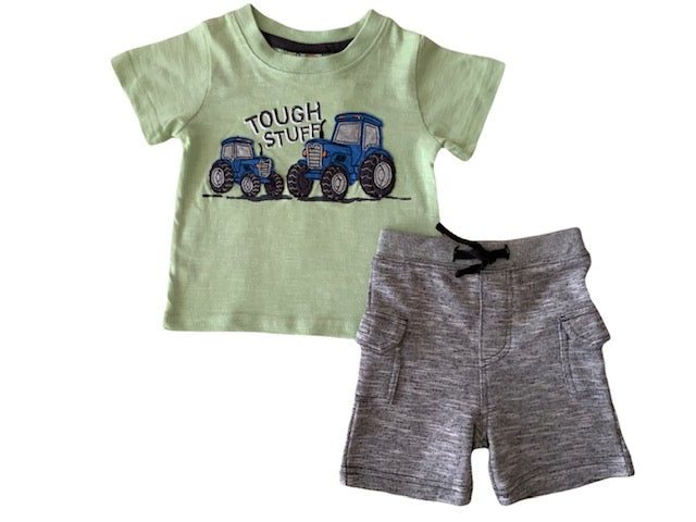 Baby Boys Tractor Shorts Set  Sizes 12m-24m