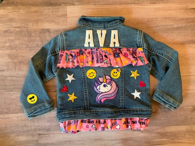 Veste Denim Personnalisée Pour Enfant, Jean Customisé - Neuve Avec étiquettes