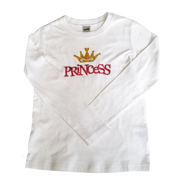Princess, Put your Crown On! T-shirt white long sleeve