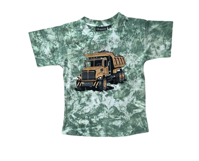 Boy Olive Tie Dye Dump Truck Tee Sizes 12m-4T