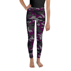 Purple Camo and Stars Youth Sublimation Leggings
