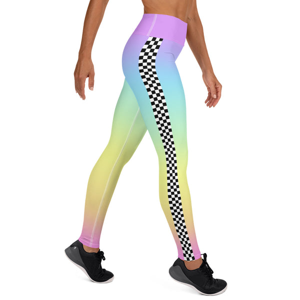 Rainbow Racer Checkered Sublimation Yoga Leggings