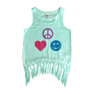Fringed Three Signs of Love Tank top mint green