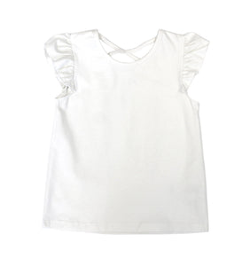 Basic Flutter Sleeve Top with Cross Back for Girls, Sizes 12m-6X